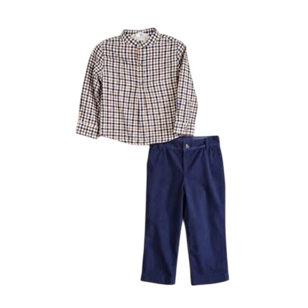 Edgehill Collection little Boys Woven Gingham Corduroy Pants Blue Set size 5 - Picture 2 of 4